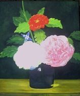 Artwork of pink flowers bouquet