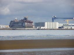cargo ship at shipyard