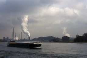 distant view of the Ruhr region on the banks of the Rhine