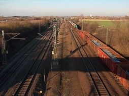 panoramic view of a freight train on the railway