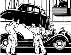 car body and man drawing