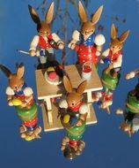 Easter bunny family made of the wood