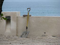 Wall near the sandy beach