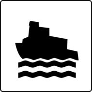 ship on water, black symbol