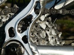 chains and gears on a bicycle