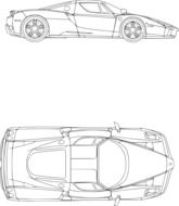 drawings of ferrari on a white sheet