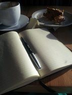 notebook and coffee