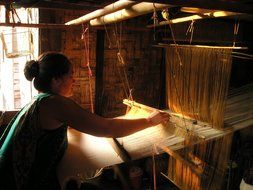 laos loom weave hand labor