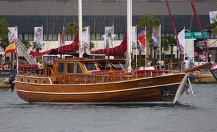 wooden retro ship in the port