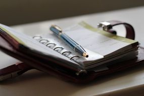 agenda work close up on the table