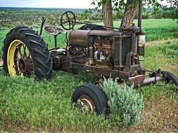 old tractor in field