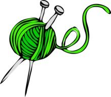 knitting yarn and knitting needles drawing at white background