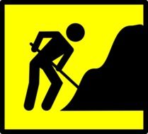 road sign with a black silhouette of a worker with a shovel