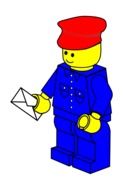 lego man, postman with letter, drawing