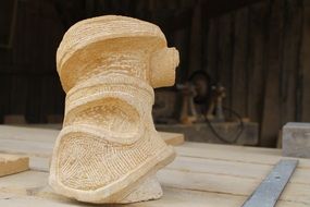 wooden sculpture with patterns