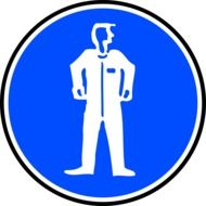 blue sign for protective clothing