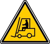 sign warning about the work of truck