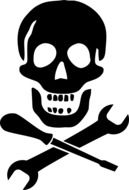skull and mechanical tools as a graphic image