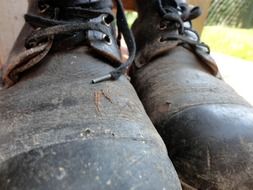 weathered worker shoes
