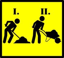 road sign showing working men