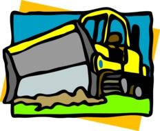 clipart,yellow bulldozer is digging the ground