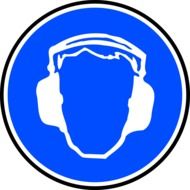 Blue and white painted head of a man with headphones