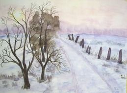 canvas with winter landscape