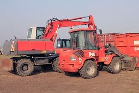 red construction equipment