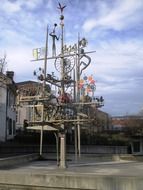 water feature with mechanical sculptures in Amriswil, Switzerland