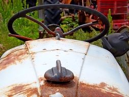 old rusty tractor wheel