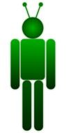 green silhouette of a robot
