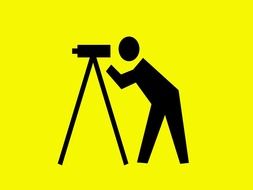 silhouette of a surveyor on a yellow background