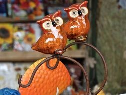 figurine with two ceramic owls