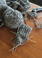 hand knitting, yarn and needles