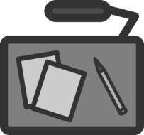 Pen and papers on the desktop clipart