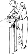 Worker in a workshop as a graphic illustration