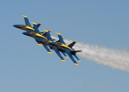 blue angels airplanes performing in the sky