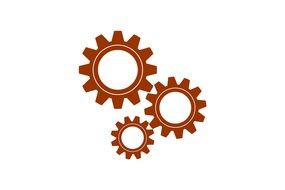 Three brown gears