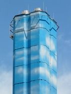 Photo of the high blue chimney