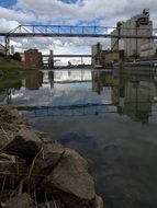 view from the river Rhine to industrial enterprises