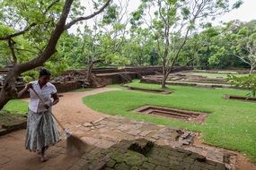 woman cleans in the park