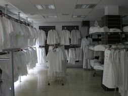 white work clothes in the store