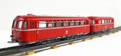 Small red railbus model