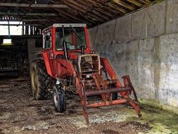 tractor in a shed