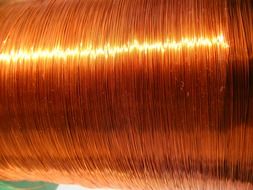 copper shiny wire close up