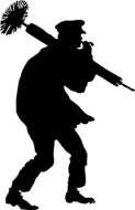 graphic image of the black silhouette of a chimney sweep