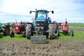 tractor on the green field