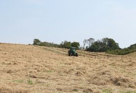 tractor works on the field