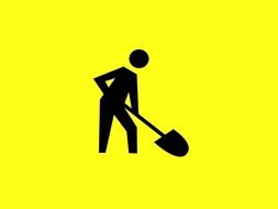 black man with a shovel on a yellow background drawing