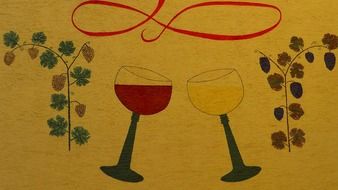 glass of white wine and glass of red picture